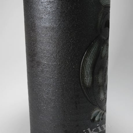 黒ぼかしふくろう傘立　（信楽焼き・陶器・傘立て・梅雨・雨・玄関・収納・B046-02）