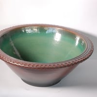 鉄赤緑風水鉢 18号　（信楽焼・陶器・水鉢・めだか鉢・メダカ鉢・睡蓮鉢・スイレン鉢・すいれん鉢・金魚鉢・水草飼育・蓮鉢）　058-06