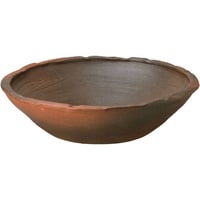 焼締コゲ浅型水鉢 21号　（信楽焼・陶器・水鉢・めだか鉢・メダカ鉢・睡蓮鉢・スイレン鉢・すいれん鉢・金魚鉢・水草飼育・蓮鉢）　058-03