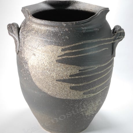 窯肌壺型傘立　（信楽焼き・陶器・傘立て・梅雨・雨・玄関・収納・B043-06）