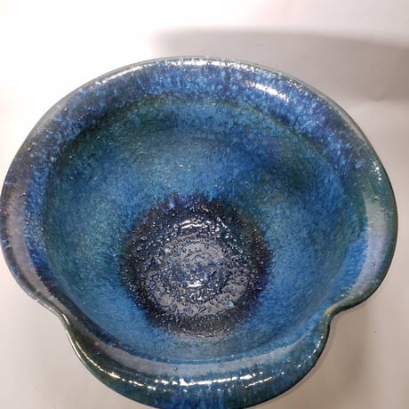 青ガラス片口水鉢 17号　（信楽焼・信楽焼き 陶器・水鉢・金魚鉢・メダカ鉢・睡蓮鉢・スイレン鉢・B064-03）