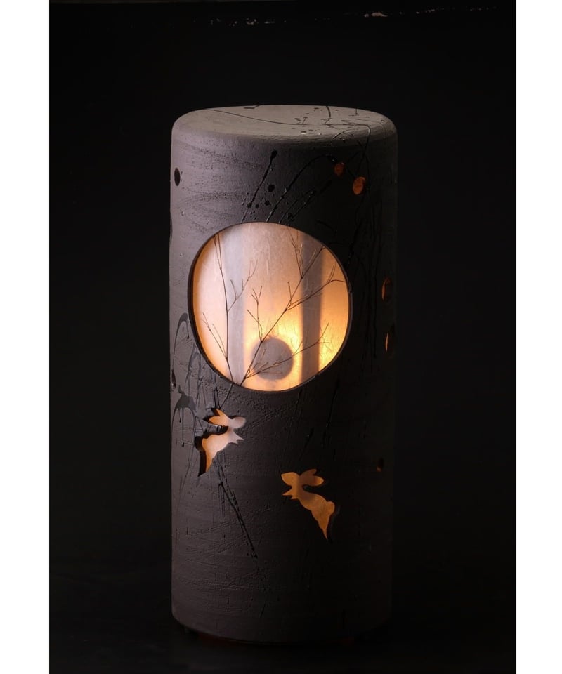 未使用品】壱彦 信楽焼 風鈴 照明 風の水琴洞夢 ふくろう ak-0064