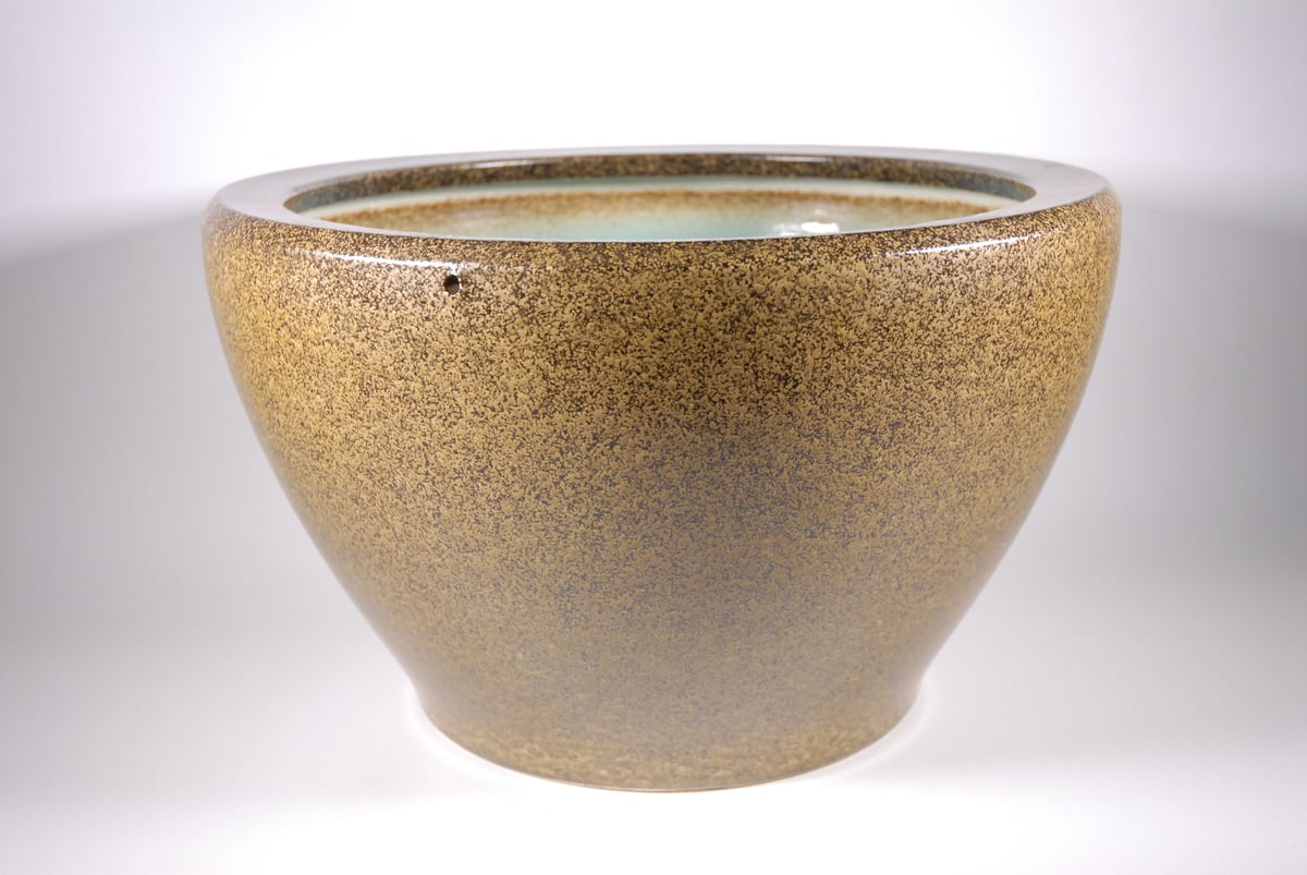 金ソバ深型水鉢 15号 （信楽焼・陶器・水鉢・めだか鉢・メダカ鉢・睡蓮