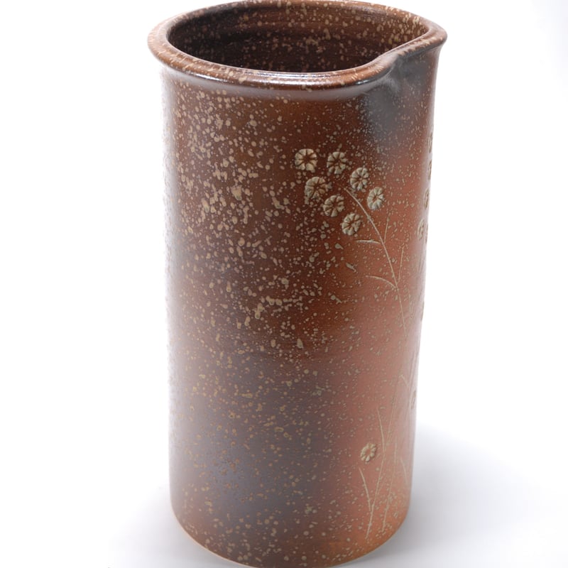草花紋傘立 （信楽焼き・陶器・傘立て・梅雨・雨・玄関・収納・B037-11