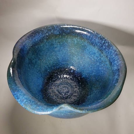 青ガラス片口水鉢 17号　（信楽焼・信楽焼き 陶器・水鉢・金魚鉢・メダカ鉢・睡蓮鉢・スイレン鉢・B064-03）