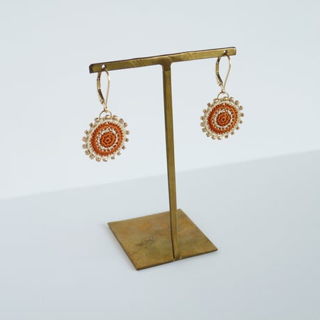 【受注制作】SUN（オレンジ×オフホワイト）ピアス *192