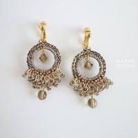 【受注制作】Frill! Beads! Hoop!（チャコール）イヤリング/ピアス *210