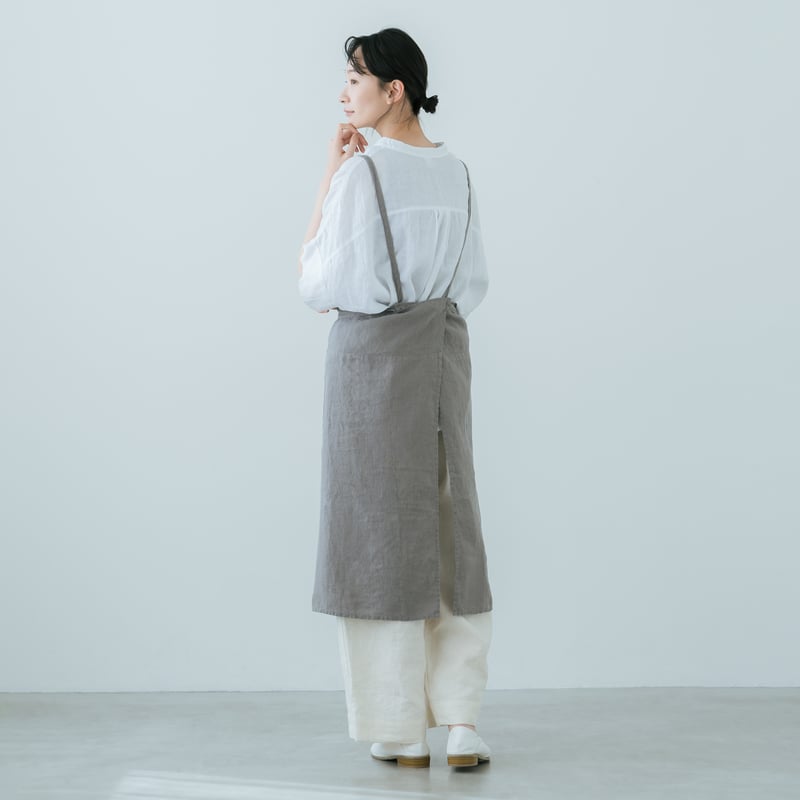 リネン100%ロングエプロン深スリット linenapron18-1.jpg