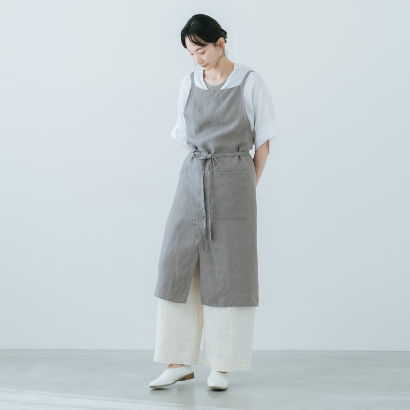 SONORO リネンフロントスリットエプロンダークグレイ | NORICOCCO STORE