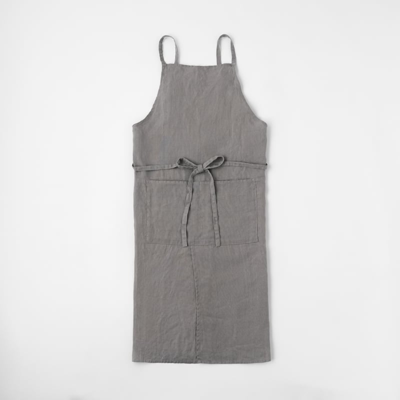 SONORO リネンフロントスリットエプロンダークグレイ