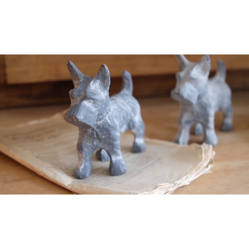 【アンティーク】ペーパーウェイト(鐵製) シュナウザー犬 彫刻 犬のペーパーウエイト | NORICOCCO STORE