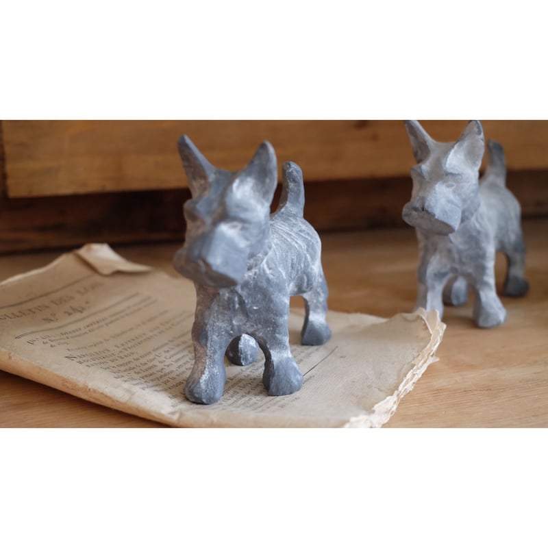 【アンティーク】ペーパーウェイト(鐵製) シュナウザー犬 彫刻 犬のペーパーウエイト | NORICOCCO STORE