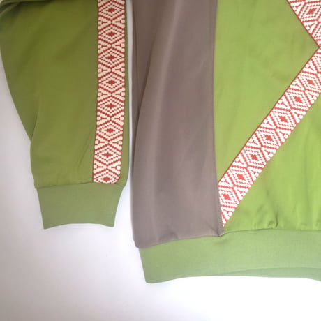 「レコードワッペンアシッドテープメンズジャージトップス」アッシュグリーン L/LL WATERFALL