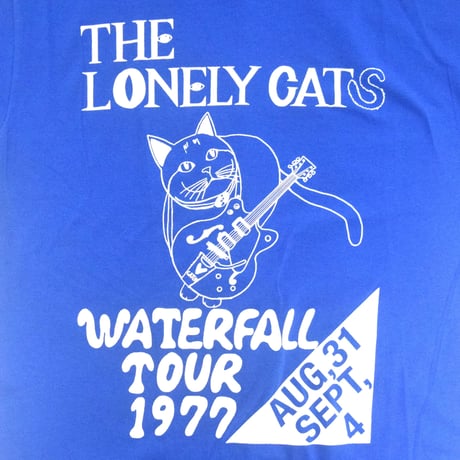 「猫バンド」レコードワッペン猫ツアーTシャツ 2022SS新色 Rブルー S/M/L WATERFALL限定品