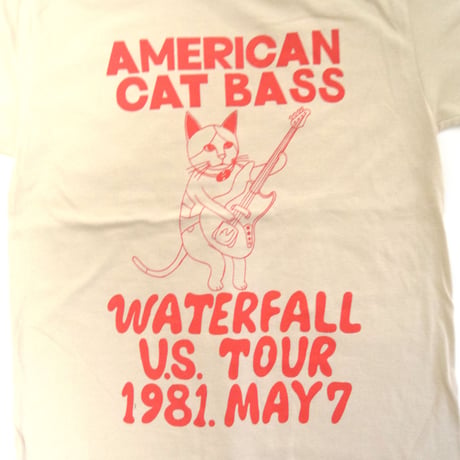 「猫ベース」レコードワッペン猫ツアーTシャツ 2021SS新色 サンド S/M/L WATERFALL限定商品