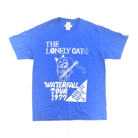 「猫バンド」レコードワッペン猫ツアーTシャツ 2022SS新色 Rブルー S/M/L WATERFALL限定品