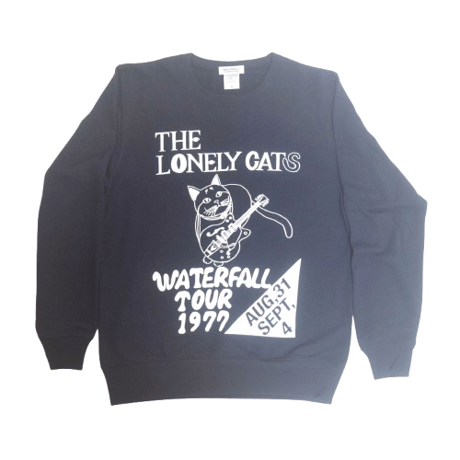 「猫バンド」レコードワッペン猫ツアースウェット  ネイビー M/L/XL WATERFALLオリジナル商品