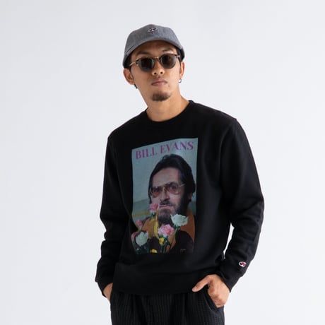 「BILL EVANS」ブラック ジャズスウェット（写真家・内山繁氏撮） WATERFALL S/ M/ L/ XL