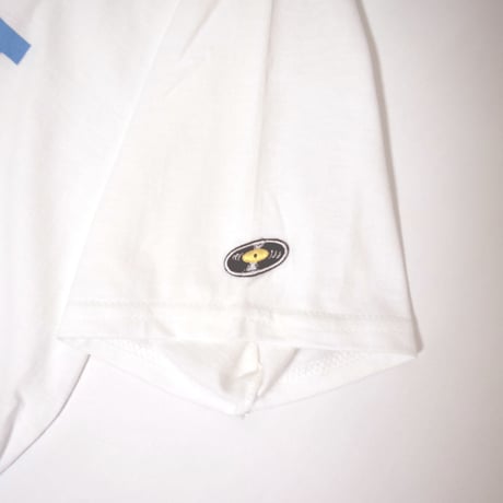 「猫ドラム」レコードワッペン猫ツアーTシャツ 　ホワイト S/M/L WATERFALLオリジナル限定商品