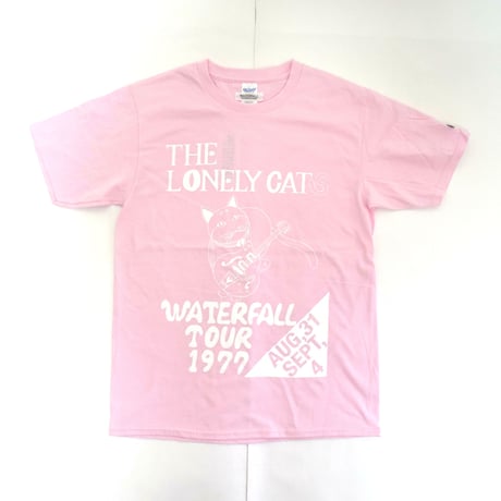 「猫バンド」レコードワッペン猫ツアーTシャツ 2021SS新色 ピンク S/M/L WATERFALL限定商品