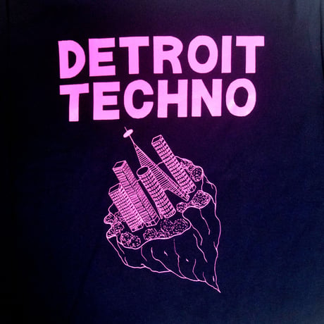 「デトロイトテクノ長袖Tシャツ（DETROIT TECHNO）」ネイビー S/M/L/XL 新色 WATERFALL