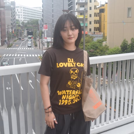 「DJ猫」レコードワッペン猫ツアーTシャツ 2022AW新色 ブラウン　S/M/L　WATERFALL限定商品