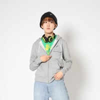 「レコードワッペン裏毛パーカー」　杢グレー　M / L　WATERFALLオリジナル ユニセックス