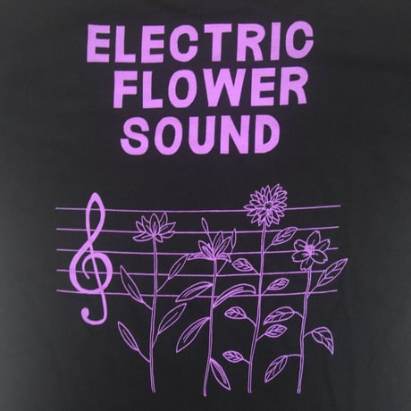 「レコードワッペン半袖Tシャツ（ELECTRIC FLOWER）」 ブラック S/M/L　夏新作　WATERFALL