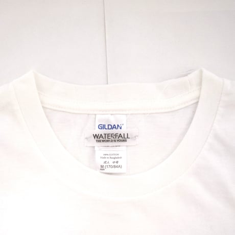「猫ドラム」レコードワッペン猫ツアーTシャツ 　ホワイト S/M/L WATERFALLオリジナル限定商品