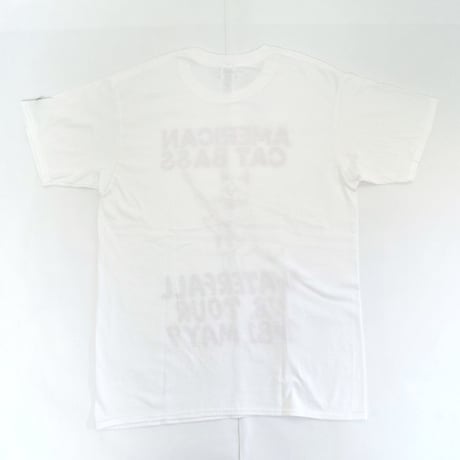 「猫ベース」レコードワッペン猫ツアーTシャツ 　ホワイト S/M/L WATERFALLオリジナル限定商品