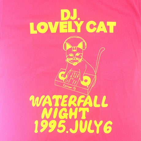 「DJ猫」レコードワッペン猫ツアーTシャツ 2023SS 新色 ピンク S/M/L/XL WATERFALL限定商品