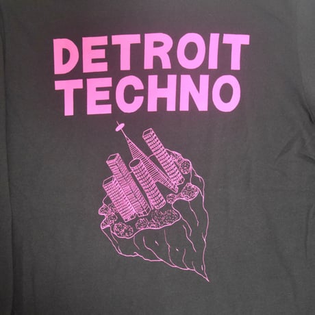 「デトロイトテクノ長袖Tシャツ（DETROIT TECHNO）」スモークBLACK  S/M/L/XL  WATERFALL