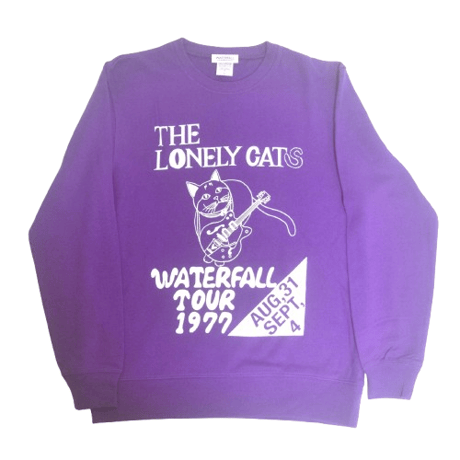 「猫バンド」レコードワッペン猫ツアースウェット  パープル M/L/XL WATERFALLオリジナル商品