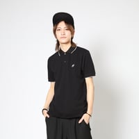 「レコードワッペン綿カノコポロシャツ」　ブラック　M / L　WATERFALLオリジナル ユニセックス