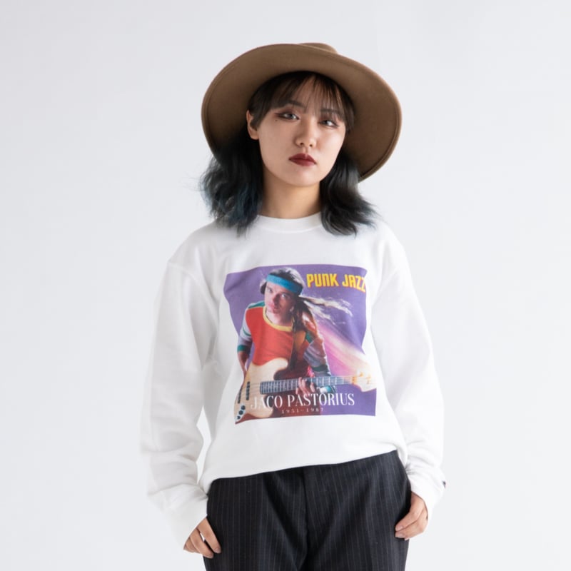 激安 JACO ジャズスウェット(写真家・内山繁氏 PASTORIUS」ホワイト ミュージシャン