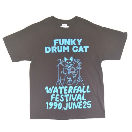 「猫ドラム」レコードワッペン猫ツアーTシャツ  2021SS新色 ブラウン S/M/L WATERFALL限定商品