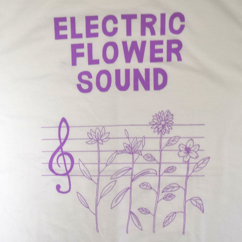 レコードワッペン半袖Tシャツ（ELECTRIC FLOWER）」 ホワイト S/M/L 夏