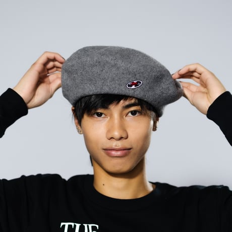 「レコードワッペンベレー帽」　グレー　F　秋冬　定番　WATERFALL　ユニセックス