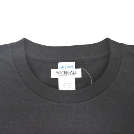 「猫ベース」レコードワッペン猫ツアーTシャツ 　ブラック S/M/L WATERFALLオリジナル限定商品