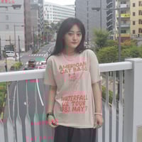 「猫ベース」レコードワッペン猫ツアーTシャツ 2021SS新色 サンド S/M/L WATERFALL限定商品