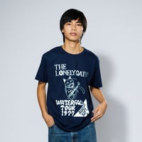 「猫バンド」レコードワッペン猫ツアーTシャツ 2021SS新色 ネイビー S/M/L WATERFALL限定品