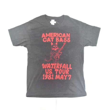 「猫ベース」レコードワッペン猫ツアーTシャツ 2022SS新色 Dヘザー S/M/L WATERFALL限定商品