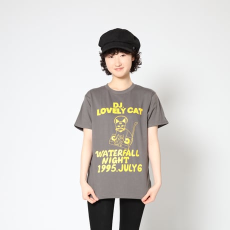 「DJ猫」レコードワッペン猫ツアーTシャツ 2022SS新色 チャコール S/M/L WATERFALL限定商品