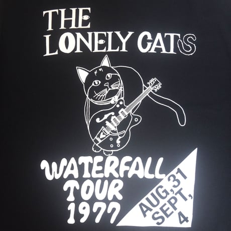 「猫バンド」レコードワッペン猫ツアースウェット  ブラック M/L/XL WATERFALLオリジナル商品