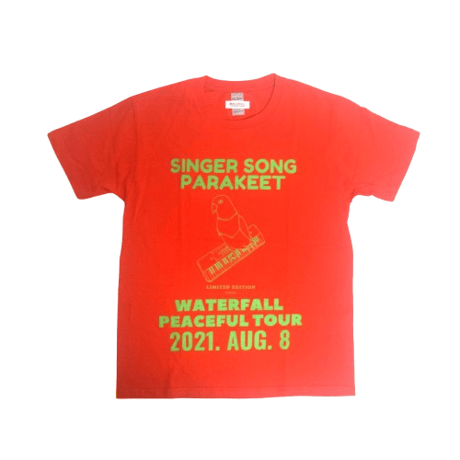 「インコピアノ/シンセサイザー」鳥ツアーTシャツ   2024SS 新色 レッド S/M/L WATERFALL