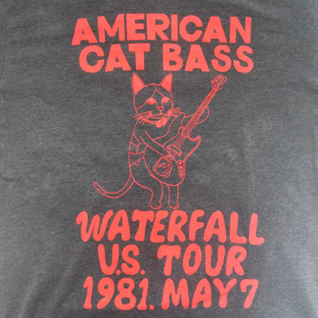 「猫ベース」レコードワッペン猫ツアーTシャツ 2022SS新色 Dヘザー S/M/L WATERFALL限定商品