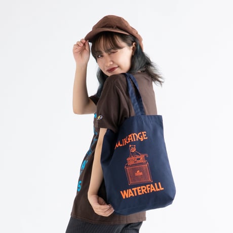 「猫アンプ」猫ツアートートバック レコードバッグ 　ネイビー　F　 WATERFALL
