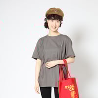 「レコードワッペン半袖Tシャツ（ELECTRIC FLOWER）」チャコール S/M/L　夏新作 WATERFALL