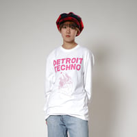 「デトロイトテクノ長袖Tシャツ（DETROIT TECHNO）」ホワイト S/M/L/XL 復刻品 WATERFALL