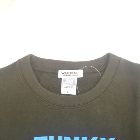 「猫ドラム」レコードワッペン猫ツアースウェット  カーキ M/L/XL WATERFALLオリジナル